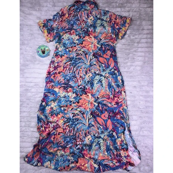 Soft‎ Surroundings Large Florence Tropicana Embellished Sequin Floral Maxi Dress